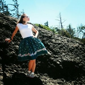 Handmade Floral Green Skirt